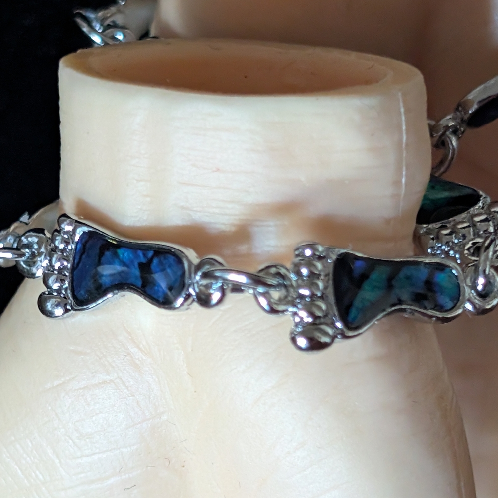 Blue Abalone Inlay Sterling-Style Bracelet - Women Jewelry